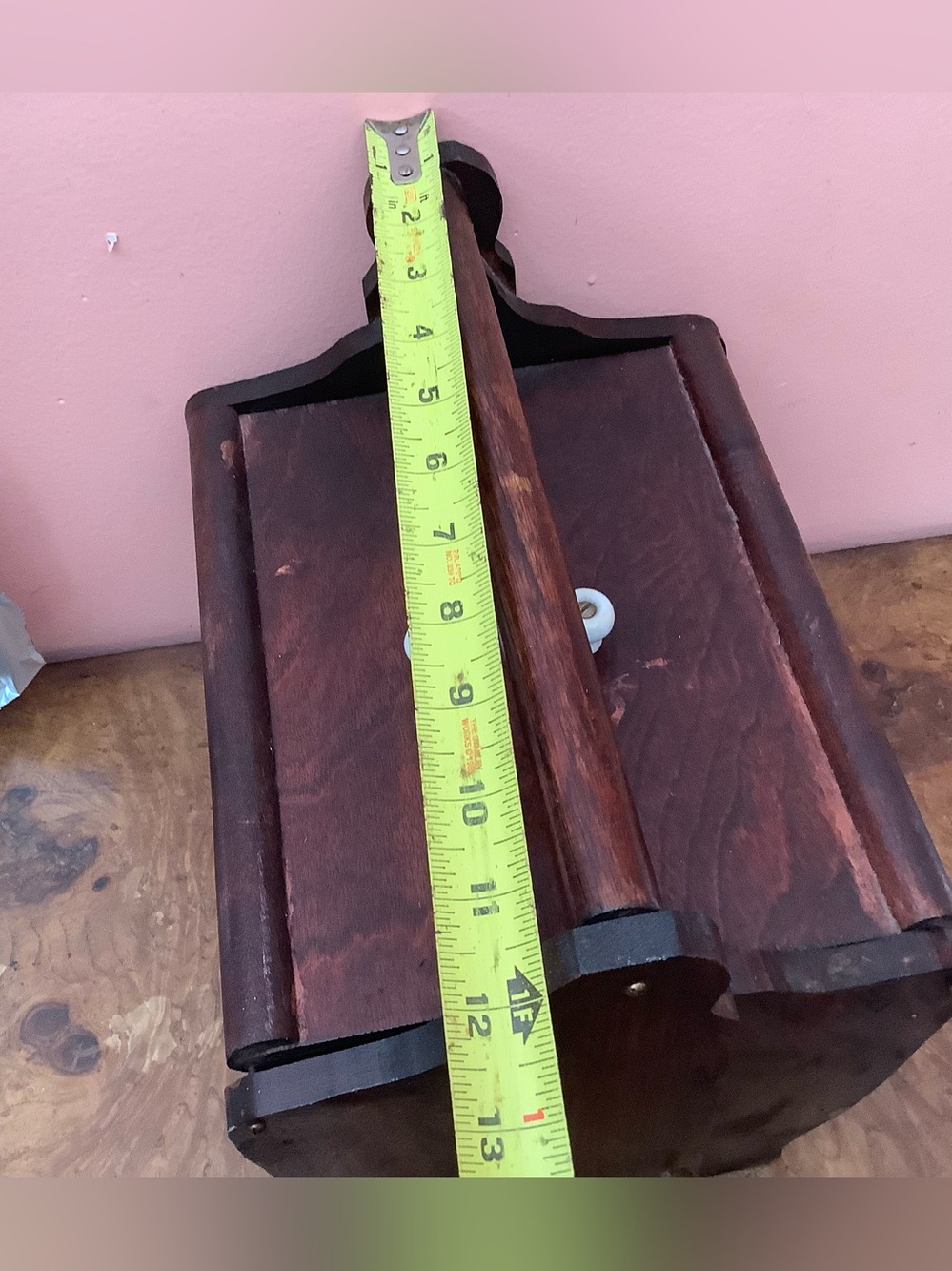 Handcrafted Dark Mahogany Sewing Box with Handle - Picture 12 of 17